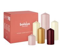 Velas Cilíndricas Suaves Bolsius - Juego de 6 - Lujo Háptico - Velas Decorativas para el Hogar - Larga Duración - Sin Perfume - Cera Natural de Origen Vegetal - Sin Aceite de Palma