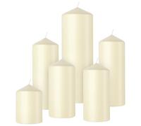 Velas Cilíndricas Suaves Bolsius - Juego de 6 - Marfil - Velas Decorativas para el Hogar - Larga Duración - Sin Perfume - Cera Natural de Origen Vegetal - Sin Aceite de Palma