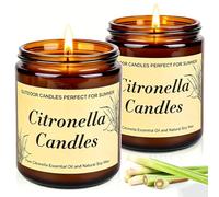 Velas Citronela Exterior, Vela de Citronela de 250 Horas, Velas Perfumadas de Citronella Set 2 Unidades, Velas de Citronella 100% Soja Natural, Larga Velas de Regalo para acampar, jardín,picnic,patio