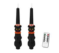 Velas Cónicas Negras Luz LED de con Mando a Distancia y Temporizador | Velas LED cónicas realistas Para en el Hogar, Mesa , Interior, Repisa, Fiestas Otoñales, Salón