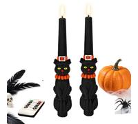 Velas Cónicas Sin Llama de Halloween Realista con Luz LED y Temporizador | Velas LED cónicas realistas Para en el Hogar, Mesa , Interior, Repisa, Fiestas Otoñales, Salón