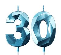 Velas Cumpleaños Vela 30 años Fiestas Velas de Cumpleaños Números Vela Cumpleaños Azul Velas 30 Cumpleaños