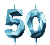Velas Cumpleaños Vela 50 años Fiestas Velas de Cumpleaños Números Vela Cumpleaños Azul Velas 50 Cumpleaños