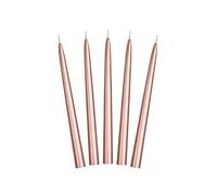 Velas de barra de 24 cm x 10 unidades, color oro rosado, metalizadas, para cumpleaños, bodas, fiestas