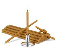 Velas de cera de abeja amarillas, sin goteo, de 18,5 cm, con soporte de latón