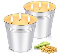 Velas de citronela para exteriores, vela grande de citronela de 34 onzas para patio, hasta 200 horas de combustión, 3 mechas, velas de verano al aire libre a granel para el hogar, 2 velas de cera de
