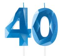 Velas de Cumpleaños 40 Años Azul Real, Decoraciones para Mujeres y Hombre, Royal Blue Número 40 3D para Tarta, Topper de Vela Azul Zafiro, Suministros para Fiestas, Bodas y Aniversarios