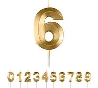 Velas de cumpleaños con números 6, velas de cumpleaños doradas, 3D en forma de diamante, para tartas, número 0, 1, 2, 3, 4, 5, 6, 7, 8, 9, decoración para bodas, cumpleaños, aniversarios