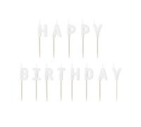 Velas de cumpleaños Happy Birthday 2,5 cm - Juego de 13 velas con letras letras cumpleaños - Decoración para tartas - Decoración para tartas - Decoración para tartas - Blanco