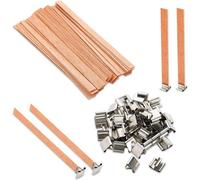 Velas de madera Unyqoos® con soporte de hierro – 13 x 130 mm, 50 juegos, mechas para velas artesanales (para parafina, se utiliza una mecha; para soja/cera de palma, se utilizan dos mechas)