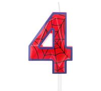 Velas de tema de araña,Decoraciones de 4º cumpleaños para niñas y niños,Vela roja azul número 4 para pastel,Vela de tela negra Toppers de pastel de araña para decoraciones de