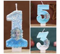 Velas Digitales con Forma de Copo de Nieve y Números del 0 al 9 de la Princesa Elsa de Dibujos Animados, Decoración para Pastel de Cumpleaños, Decoración para Fiestas 3