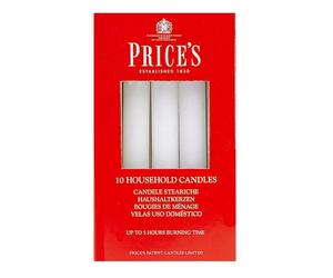 Velas Domésticas Price's House Matehold Blanca, Pack de 10