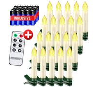 Deuba® Set de 20 Velas LED Árbol Navidad Decorativas In ontrol Remoto Pilas Temporizador Inalámbrico Blanco Cálido