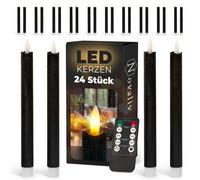 Velas LED estabilizadas, 12 unidades, de cera real, color , con función de temporizador de 6 horas, 23 cm de altura, para velas de 2,2 cm de diámetro. Requieren 2 pilas AAA. Juego de 4 velas LED estab