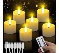 Velas LED recargables con mando a distancia 6 piezas, velas de té sin llama con función de temporizador automático, velas a pilas para bodas, fiestas, Halloween, Navidad, decoración del hogar