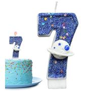 Velas numéricas para tartas de cumpleaños,Números de velas de cumpleaños,Velas de cumpleaños del planeta espacial azul | Lindas velas decorativas para pasteles, suministros para fiestas temáticas de r
