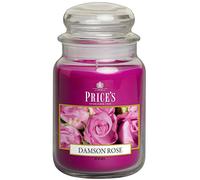 Price's - Vela en tarro grande Damson Rose, dulce, deliciosa, fragancia de calidad, aroma de larga duración, hasta 150 horas de tiempo de combustión