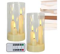 Velas que funcionan con pilas, 2 piezas con pantalla de lámpara a distancia, velas parpadeantes sin llama, decoración de mesa, para estante de escritorio, chimenea, dormitorio, sala de estar, oficina