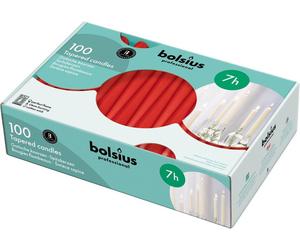 Velas tipo "spitz" para hostelería, marca Bolsius, 240/23, caja de 100 unidades, color rojo
