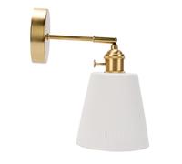 VELATEMOR Aplique de Pared de Latón Dorado Moderno con Pantalla de Cerámica para Baño, Dormitorio, Sala de Estar, Iluminación Elegante