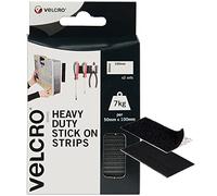 VELCRO Brand 2 unidades de tiras adhesivas negras de 50 mm x 100 mm con velcro, autoadhesivas, industriales, extra fuertes, de doble cara, resistentes, perfectas para el hogar, la oficina y el garaje