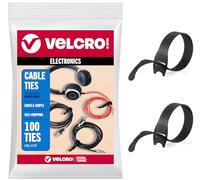 VELCRO Brand Bridas reutilizables para cables, paquete de 100 bridas de gestión de cables de 6 pulgadas, envolturas de cables para cables eléctricos, color negro
