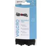 VELCRO Brand Correas reutilizables 12mm x 20cm x 15 Negro
