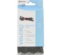 VELCRO Brand Correas reutilizables 12mm x 20cm x 6 Negro