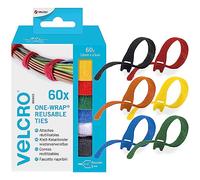 VELCRO Brand | ONE-WRAP | Correas Organizadoras de Gancho y Bucle | Ataduras Reutilizables Surtidas para Agrupar en el Hogar y la Oficina | Multicolor | 12mm x 20cm | Paquete de 60
