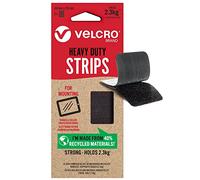 VELCRO Brand | Tiras ecológicas para trabajo pesado | Tiras adhesivas autoadhesivas extra fuertes | decoración de habitaciones y hogar, oficina, uso en garaje | Negro | 44 mm x 76 mm | Juego de 2