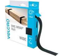 VELCRO Brand VEL-30768-AMS Correas anchas Rollo de 2.5 cmx9.1 m,Cortar a la longitud, Cinta autoadhesiva reutilizable,Postes de paquete, madera, tuberías,negro, 1 pulgada