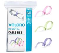Velcro Bridas para cables pastel resistentes y reutilizables, paquete de 60 piezas de colores brillantes a granel, correas de 8 x 1/2 pulgadas, gestión de cables, perfectas para manualidades u