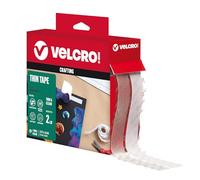 VELCRO Marca | Cinta Adhesiva Transparente y Delgada | Recortable | Fijación Fuerte de Gancho y Bucle | Ideal para Decoración, Hogar, Oficina, Aula y Manualidades | 19 mm x 4,5 m