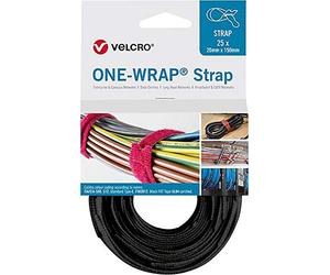 Velcro® One Wrap® - Bridas para cables (20 x 200 mm, 25 unidades), color negro