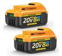 VelgoNyx Paquete de 2 baterías de repuesto de 8.0 Ah para Dewalt de 20 V máx. compatible con Dewalt 20 V DCB208 DCB200 DCB203 DCB206 DCB205 DCB204 DCB203 DCB180 Indicador LED de herramientas