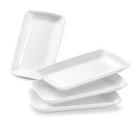 Velicber Juego de 4 Platos de Servicio Rectangulares de Porcelana Blanca, 24 cm Platos Rectangulares para Servir, Sushi, Aperitivos, Postres y Fiestas, Aptos para Lavavajillas y Microondas