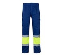 VELILLA 156; Pantalón de Alta Visibilidad bicolor forrado multibolsillos; color Azulina y Amarillo Flúor; Talla M
