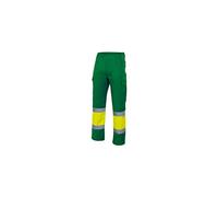VELILLA 157, Pantalón bicolor multibolsillos Alta Visibilidad, color Verde Lima y Amarillo Flúor, Talla XL