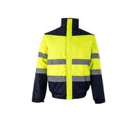 VELILLA 161; Cazadora de Alta Visibilidad acolchada bicolor; color Azul Marino y Amarillo Flúor; Talla S