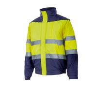 VELILLA Cazadora de alta visibilidad serie 161, mangas desmontables, Amarillo flúor / Azul marino, Talla S