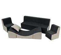 Velinda Conjunto de Muebles para ninos: 2X sillón+sofá+sofá Cama Relajante (Color: Gris-Beige)
