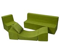 Velinda Conjunto de Muebles para ninos: sillón+sofá+sofá Cama Relajante (Color: Verde)