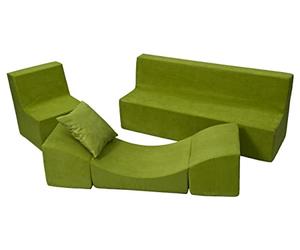 Velinda Conjunto de Muebles para ninos: sillón+sofá+sofá Cama Relajante (Color: Verde)