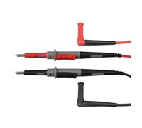 Velleman Cables de medición de PVC, conjunto, Cat IV, 10 A, 2 mm/4 mm, prueba recta en acero inoxidable, tapón de plátano cubierto con vaina aislada, longitud 100 cm, negro/rojo/gris