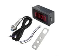 Velocímetro digital Tacómetro 220V AC, medidor de motor de alta precisión con sensor Hall, pantalla de contador de RPM (rojo)
