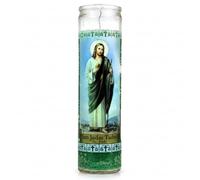 Velón San Judas Tadeo - Vela de Oración de 7 Días - 100% Parafina Verde en Envase de Cristal - Cirio para Peticiones y Causas Imposibles - Goya - Duración 110 Horas - 1 Unidad - NEXU