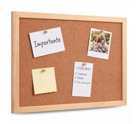 VELORA H&L Pizarra de Corcho 60 x 90 cm Madera Natural - Tablero de Corcho con Marco de Madera, Tablón de Anuncios para Oficina, Escuela y Hogar, Montaje Vertical u Horizontal