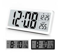 Venchin Reloj de Pared Digital, 20CM Reloj de Pared a Pilas, Temperatura, 12H/24H, Wall Clock, Pequeños Relojes de Pared silenciosos para salón, Cocina, Dormitorio, Oficina - Blanco