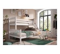 Venprodin - Litera Infantil De Matrimonio Triple De Madera Maciza -190X90/190X135 - Color Blanco